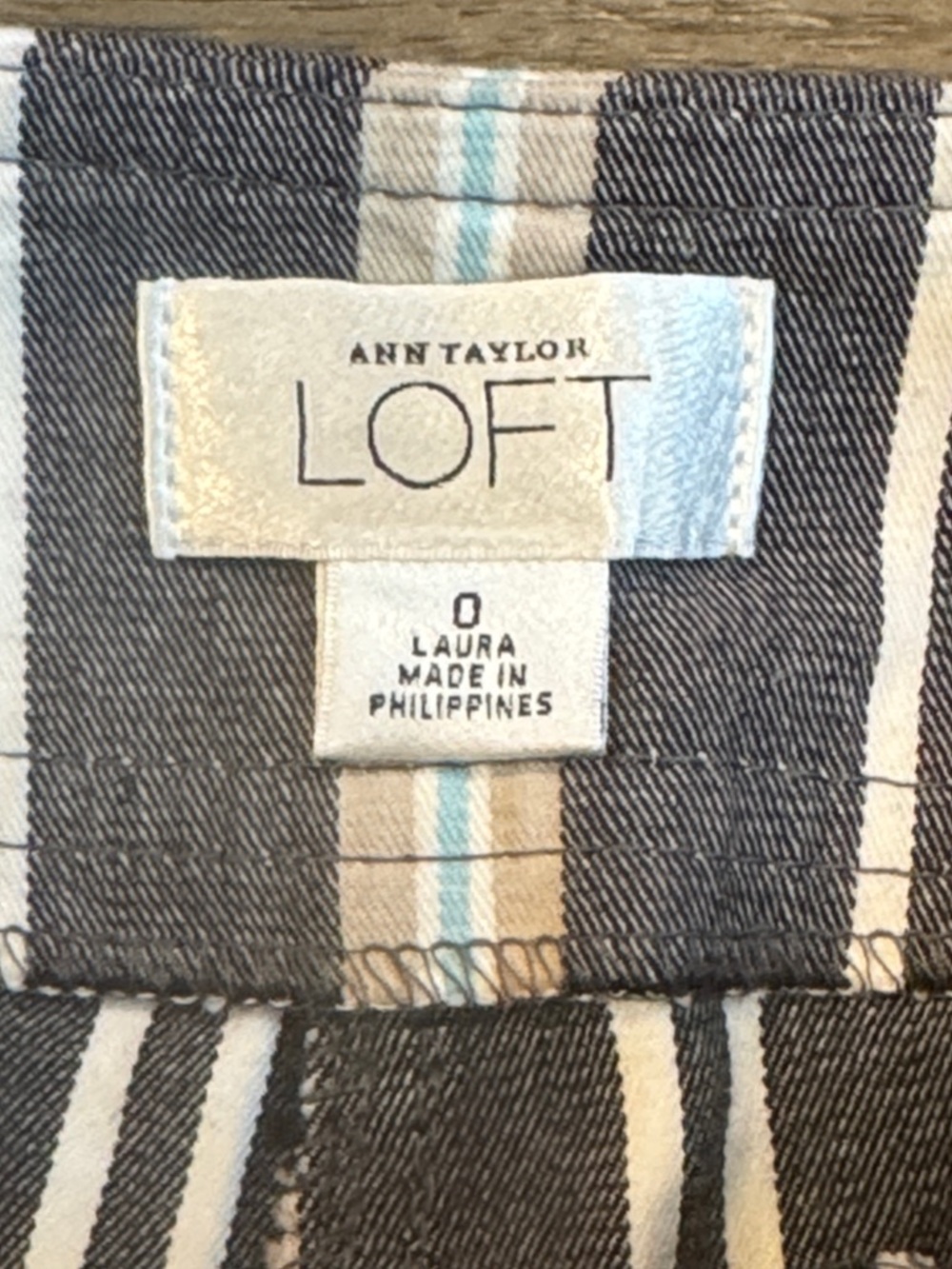 LOFT Black and White Vertical Stripe Flare Pants - Picture 5 of 9
